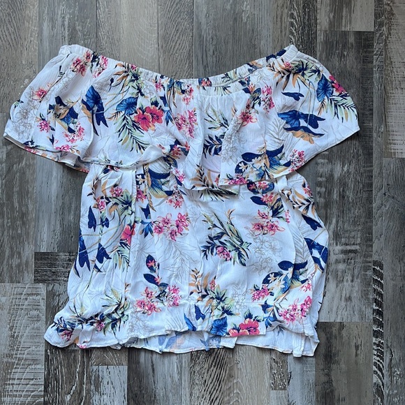 AMERICAN EAGLE OFF THE SHOULDER FLORAL PATTERN TOP | WOMEN’S BLOUSE - Picture 4 of 4